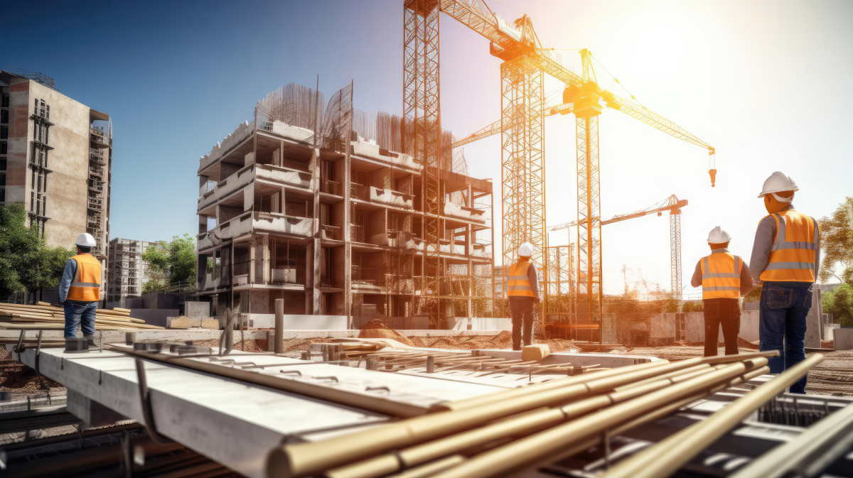 Cantiere edile con operai al lavoro